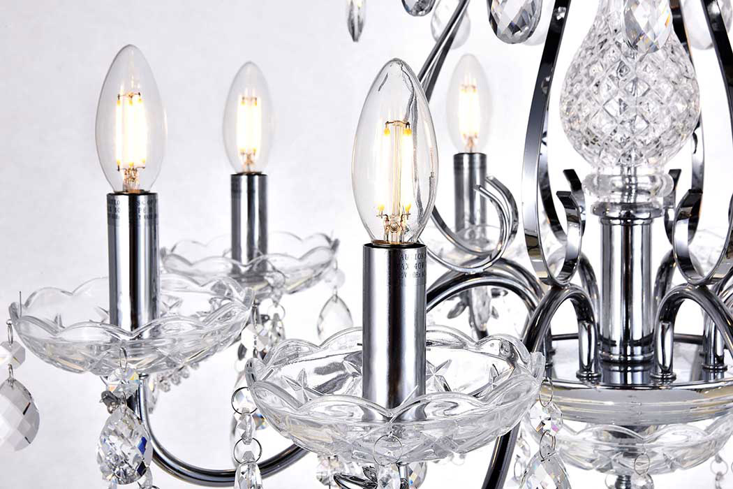 Elegant Voltaire 8-Light Chandelier - Chrome, L 26" (LD4005D26C)