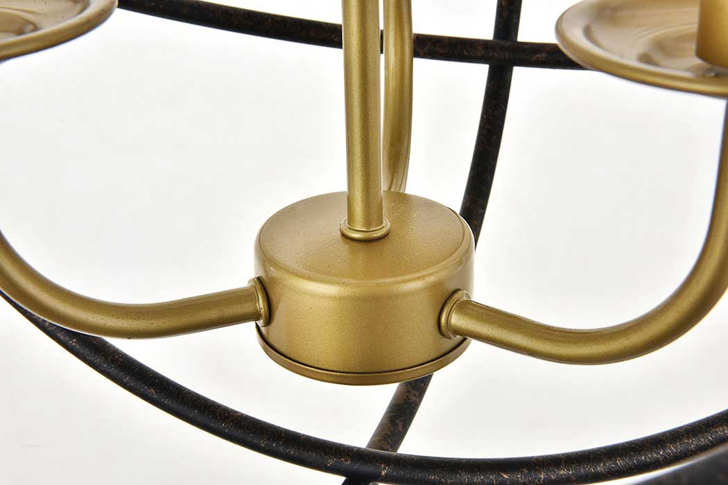 Elegant Octavia 3-Light Pendant - Brass/Dark Brown, L 14" (LD4006D14BRD)