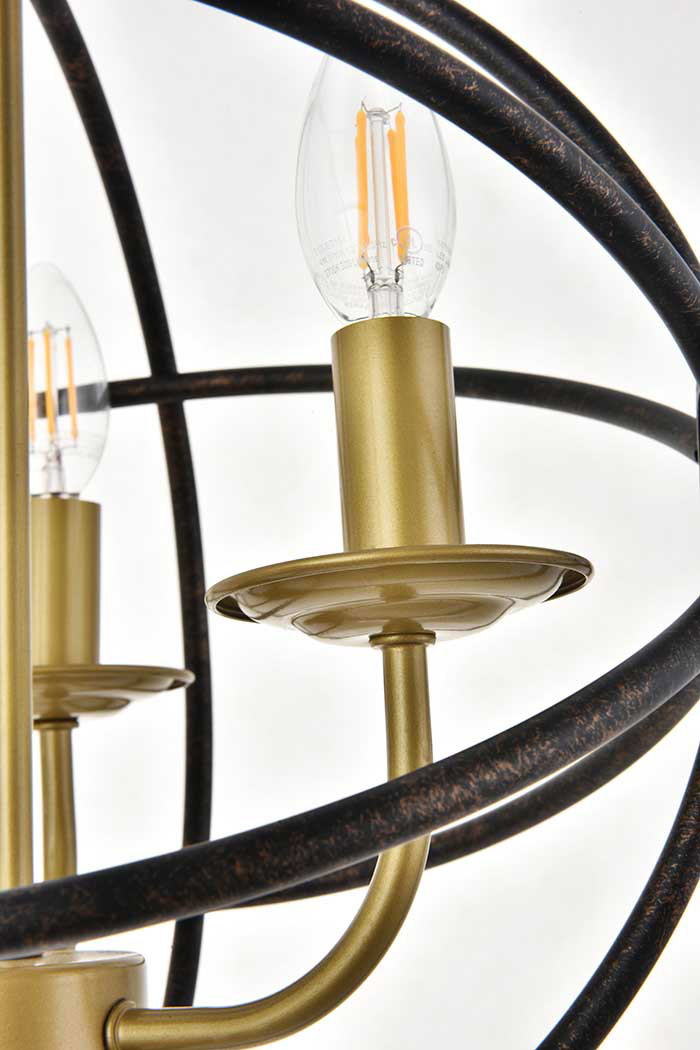 Elegant Octavia 3-Light Pendant - Brass/Dark Brown, L 14" (LD4006D14BRD)