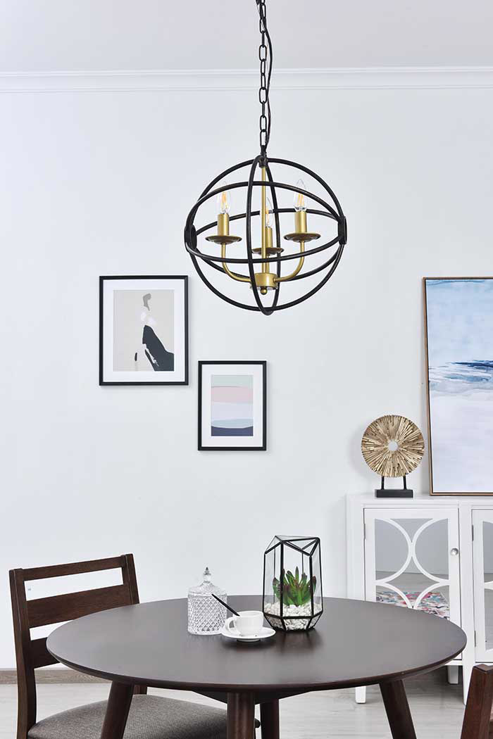 Elegant Octavia 3-Light Pendant - Brass/Dark Brown, L 14" (LD4006D14BRD)
