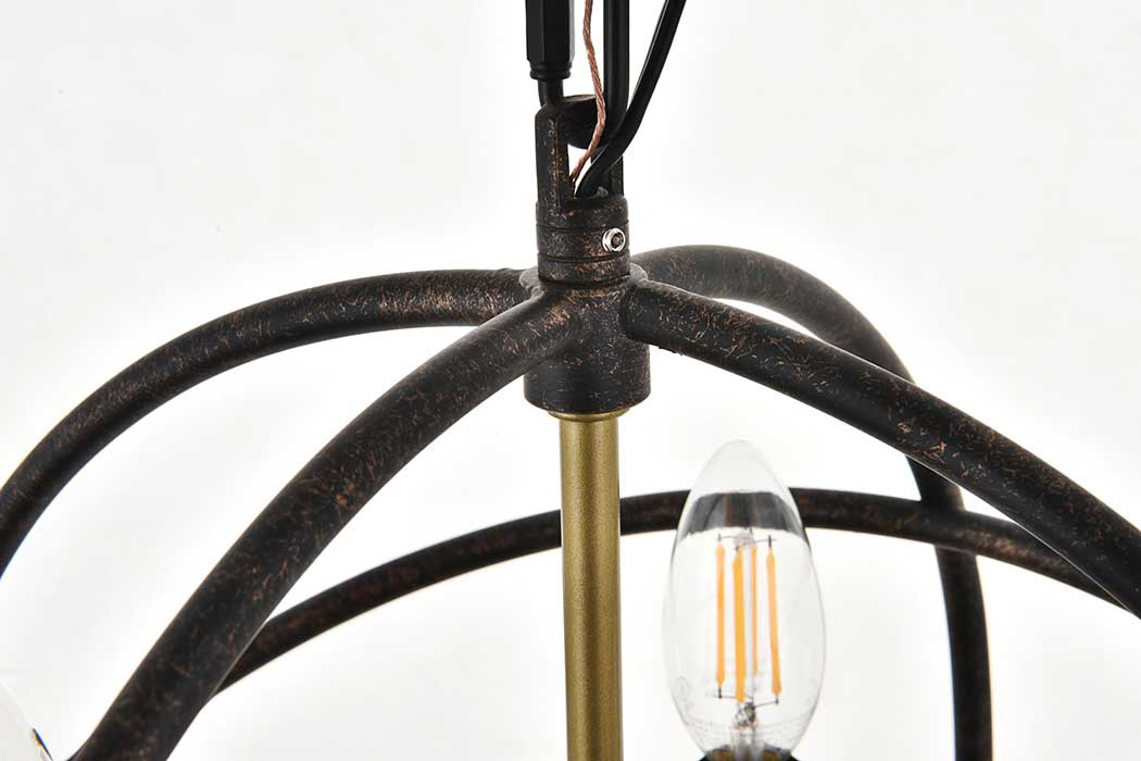 Elegant Octavia 3-Light Pendant - Brass/Dark Brown, L 14" (LD4006D14BRD)