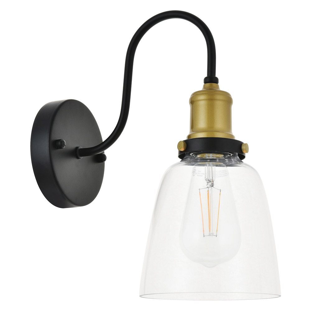 Elegant Felicity 1 Light Wall Sconce - Brass/Black (LD4013W6BRB)