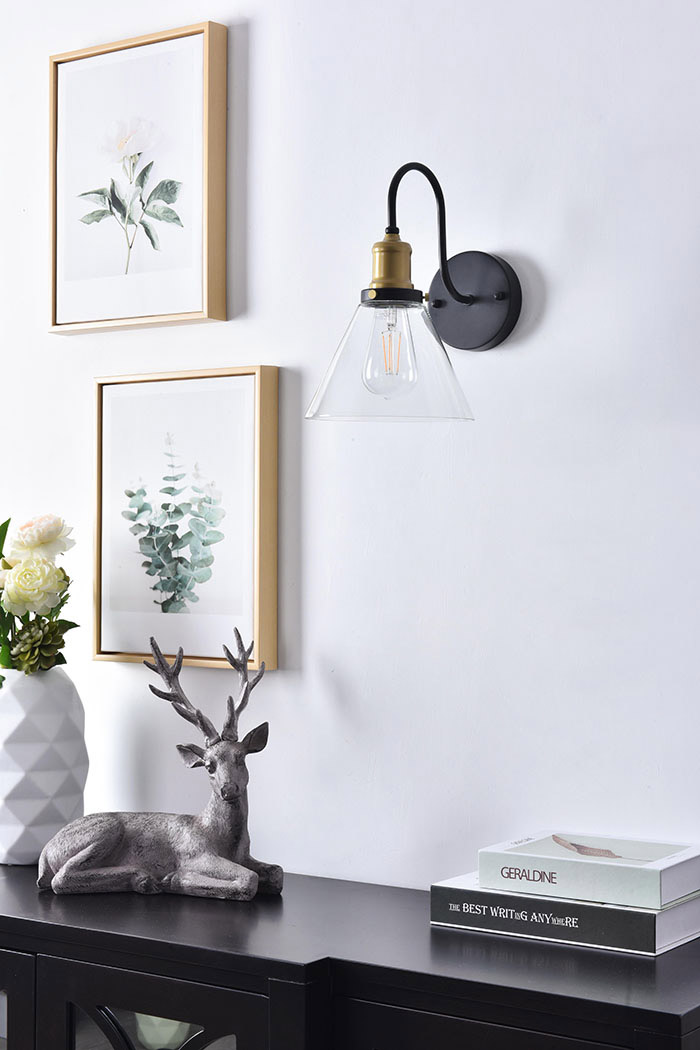 Elegant Histoire 1 Light Wall Sconce - Brass/Black (LD4017W7BRB)