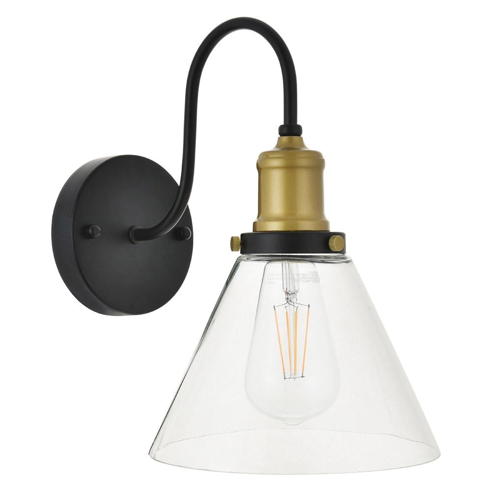 Elegant Histoire 1 Light Wall Sconce - Brass/Black (LD4017W7BRB)