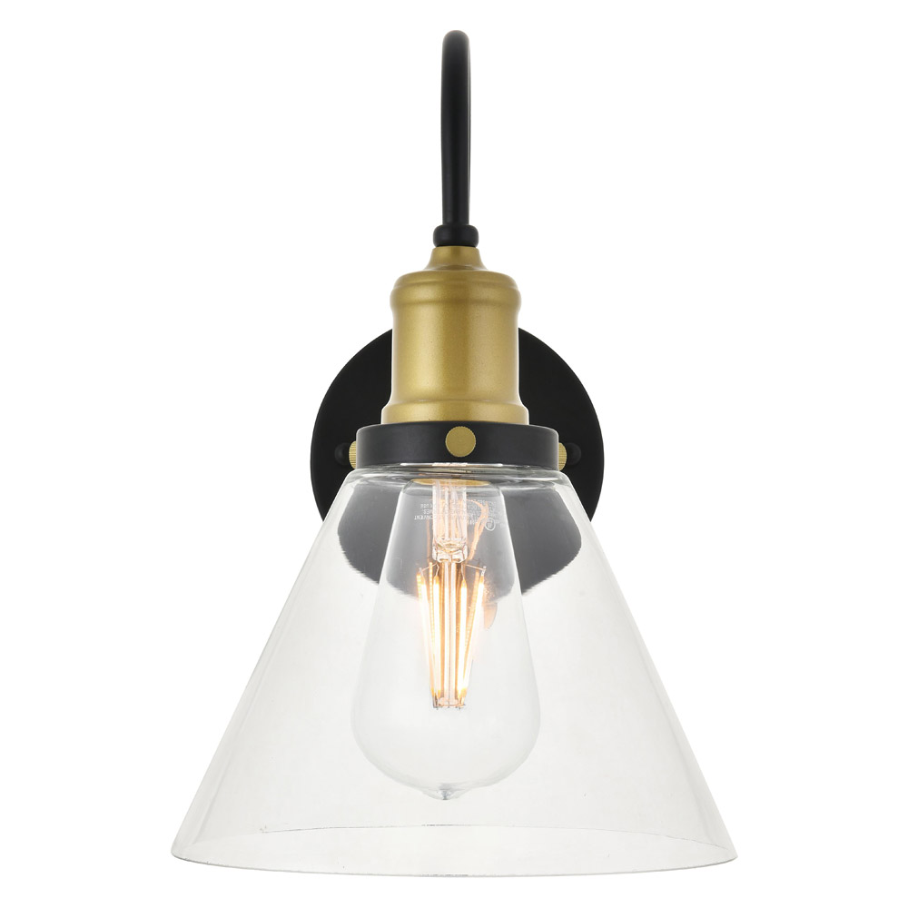 Elegant Histoire 1 Light Wall Sconce - Brass/Black (LD4017W7BRB)