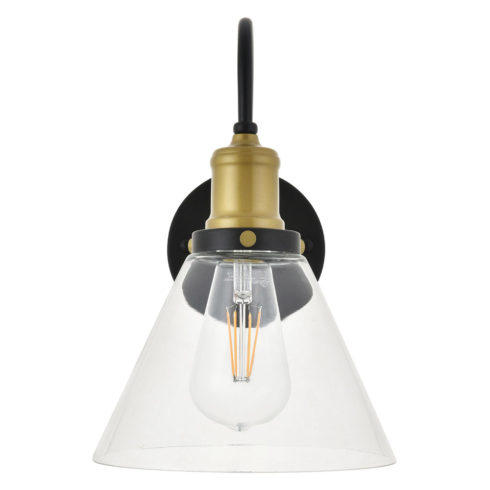 Elegant Histoire 1 Light Wall Sconce - Brass/Black (LD4017W7BRB)