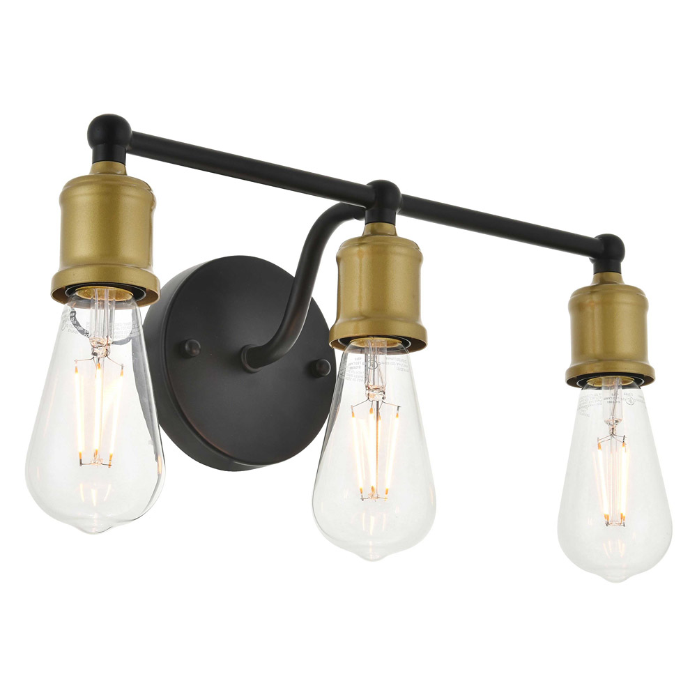 Elegant Serif 5 Lights Wall Sconce - Brass/Black, L 15.4" (LD4028W16BRB)