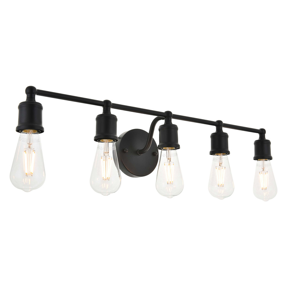 Elegant Serif 5 Lights Wall Sconce - Black, L 28.8" (LD4028W29BK)