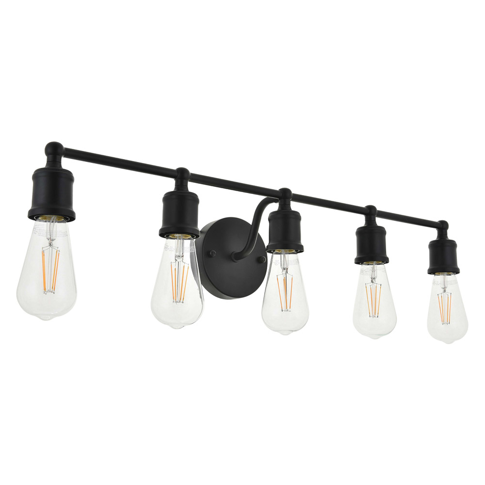Elegant Serif 5 Lights Wall Sconce - Black, L 28.8" (LD4028W29BK)