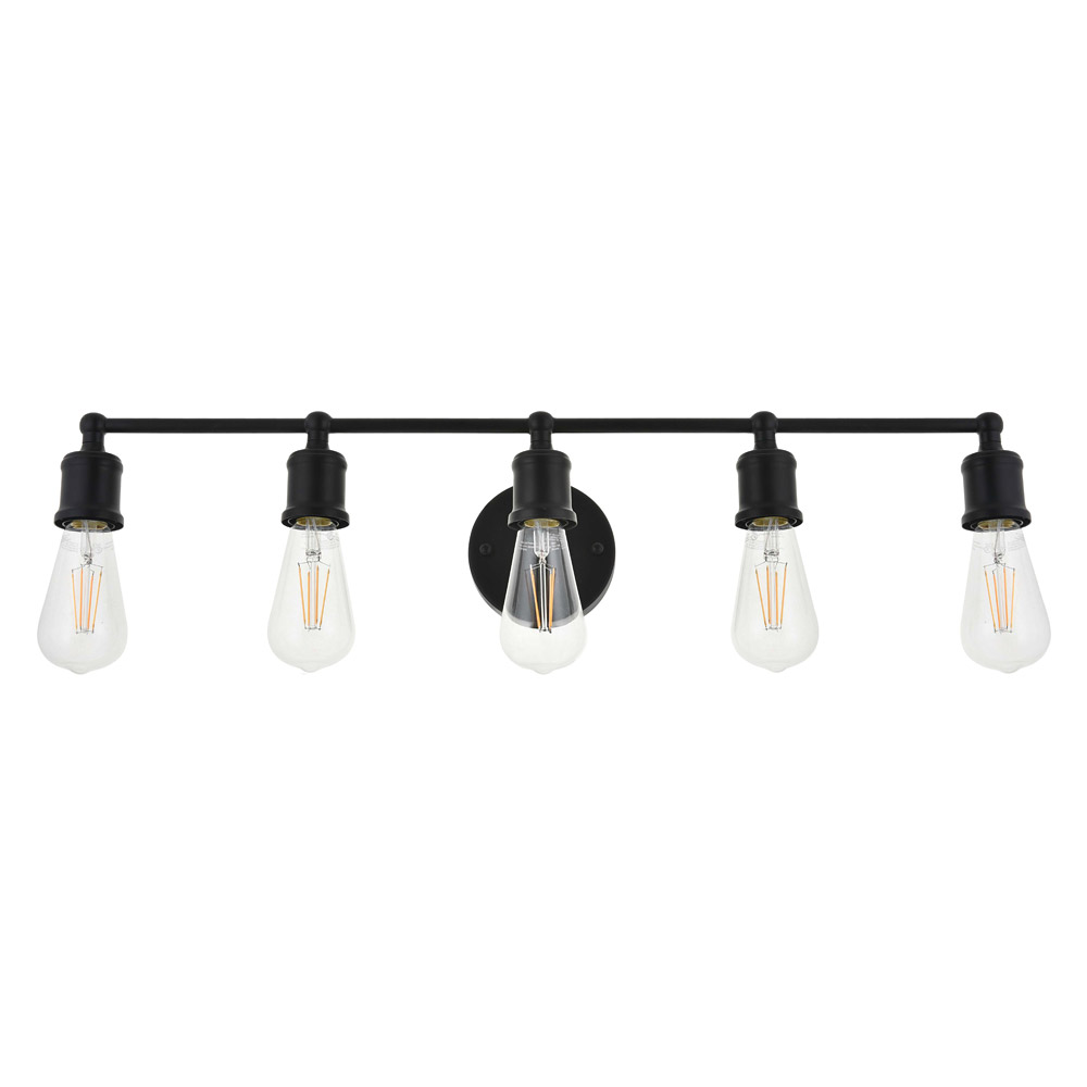 Elegant Serif 5 Lights Wall Sconce - Black, L 28.8" (LD4028W29BK)