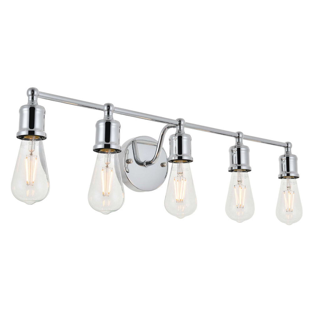 Elegant Serif 5 Lights Wall Sconce - Chrome, L 28.8" (LD4028W29C)