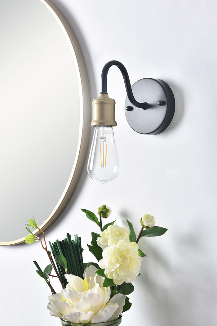 Elegant Serif 5 Lights Wall Sconce - Brass/Black, L 4.7" (LD4028W5BRB)