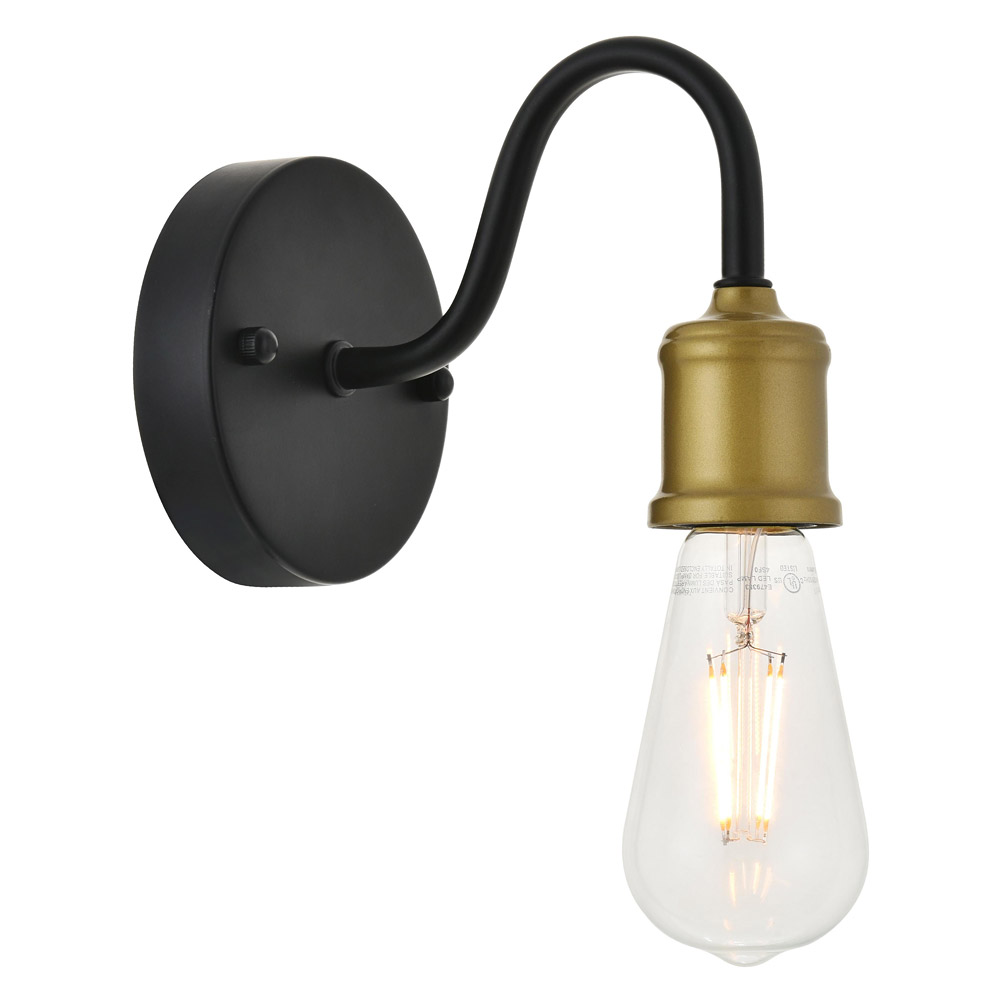 Elegant Serif 5 Lights Wall Sconce - Brass/Black, L 4.7" (LD4028W5BRB)