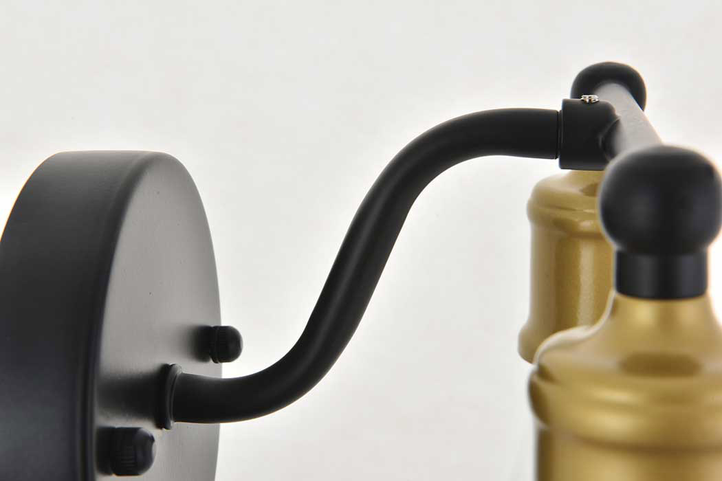 Elegant Serif 5 Lights Wall Sconce - Brass/Black, L 8.7" (LD4028W9BRB)