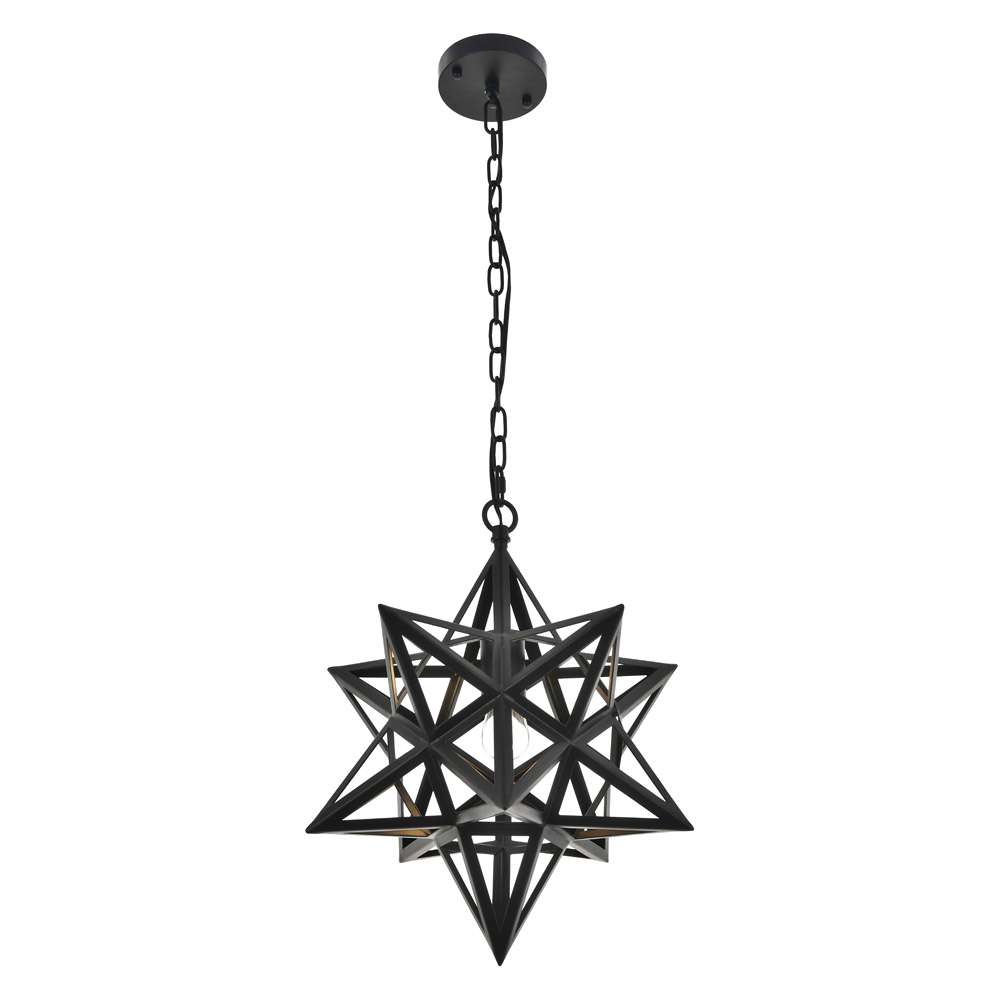 Elegant Nocturne 1 Light Pendant - Black, L 15.8" (LD4076D16BK)