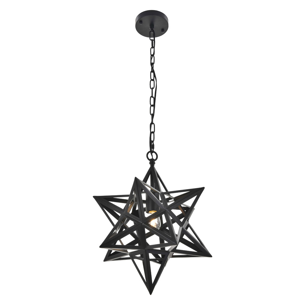 Elegant Nocturne 1 Light Pendant - Black, L 15.8" (LD4076D16BK)