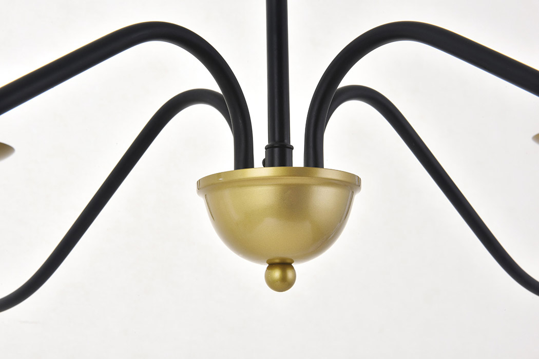 Elegant Rohan 6-Light Chandelier - Brass/Black, L 30" (LD5006D30BRB)