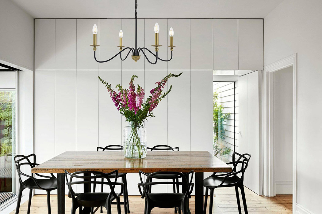 Elegant Rohan 6-Light Chandelier - Brass/Black, L 30" (LD5006D30BRB)