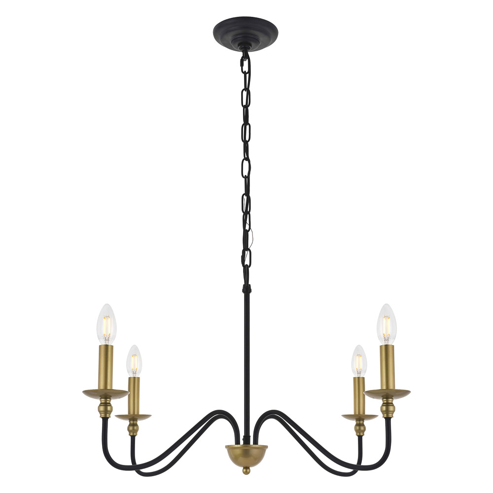 Elegant Rohan 6-Light Chandelier - Brass/Black, L 30" (LD5006D30BRB)