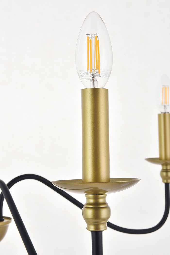 Elegant Rohan 6-Light Chandelier - Brass/Black, L 30" (LD5006D30BRB)