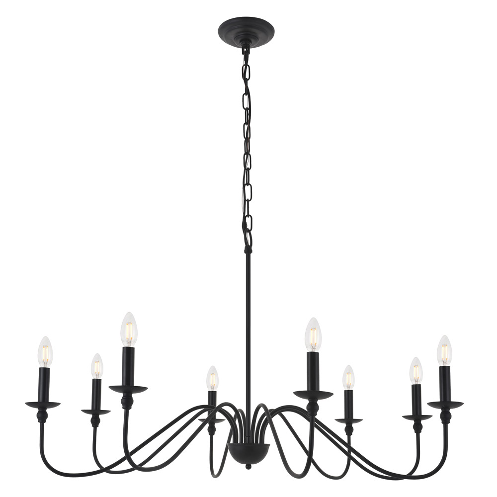 Elegant Rohan 6-Light Chandelier - Matte Black, L 42" (LD5006D42MB)