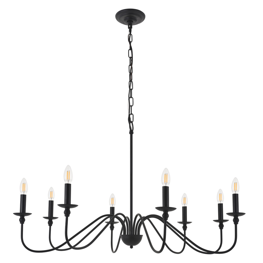 Elegant Rohan 6-Light Chandelier - Matte Black, L 42" (LD5006D42MB)