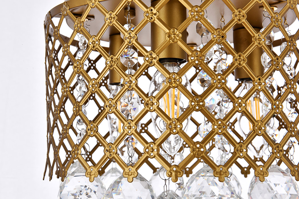 Elegant Tully 4-Light Flush Mount - Brass, L 10" (LD5010F10BR)