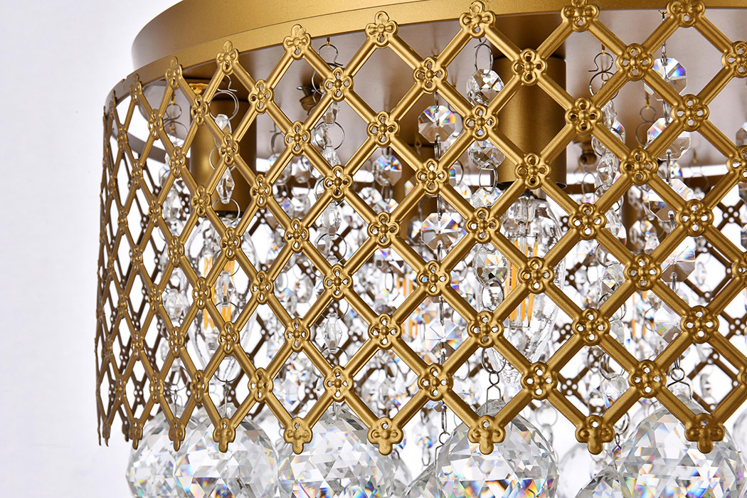 Elegant Tully 4-Light Flush Mount - Brass, L 17.7" (LD5010F18BR)