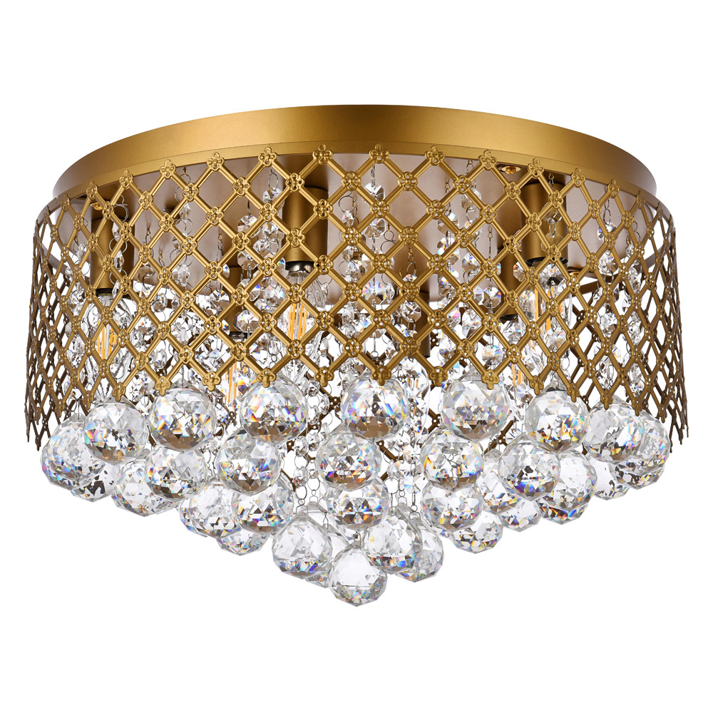 Elegant Tully 4-Light Flush Mount - Brass, L 17.7" (LD5010F18BR)