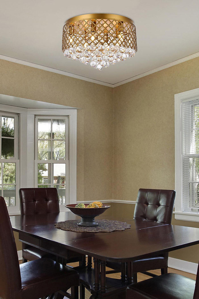 Elegant Tully 4-Light Flush Mount - Brass, L 17.7" (LD5010F18BR)