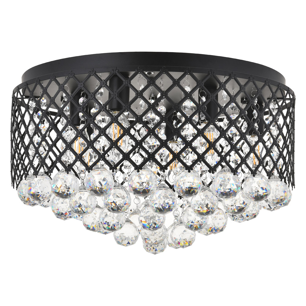 Elegant Tully 4-Light Flush Mount - Matte Black, L 18" (LD5010F18MB)