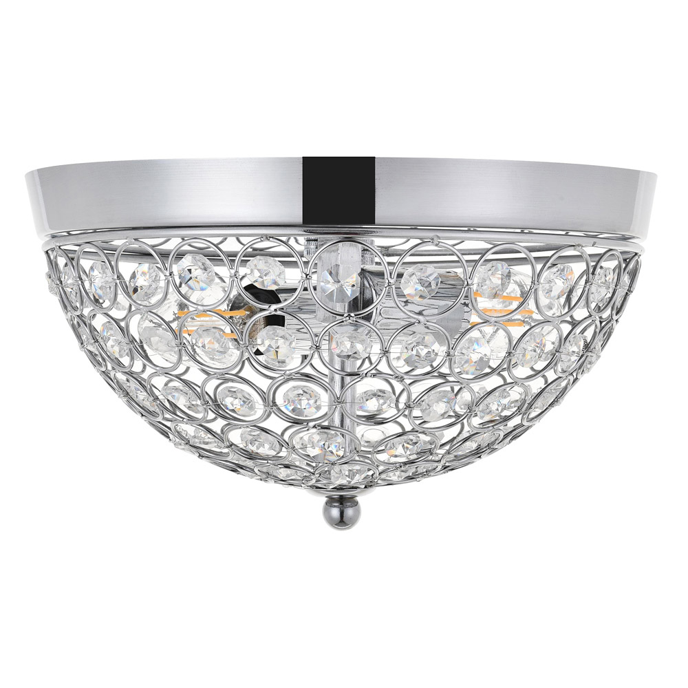 Elegant Taye 3 Light Flush Mount - Chrome, L 10" (LD5012F10C)