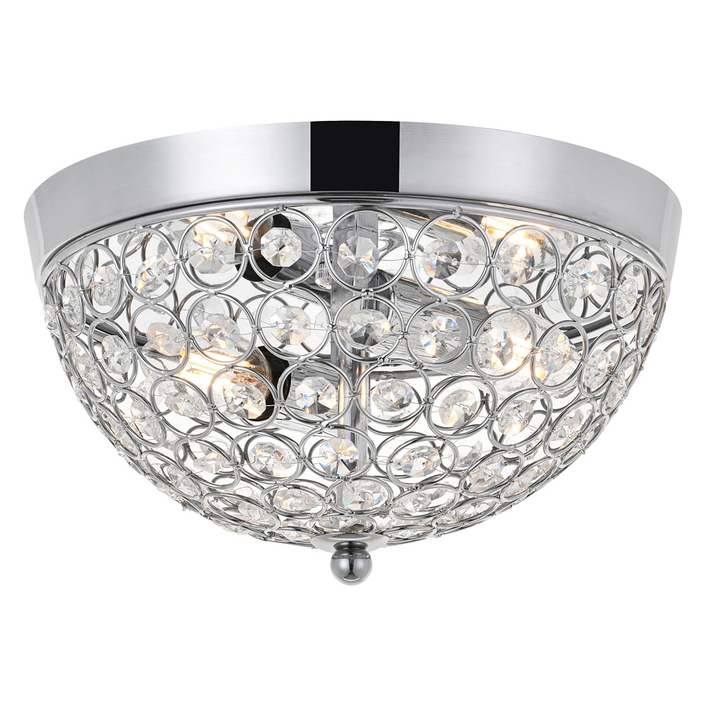 Elegant Taye 3 Light Flush Mount - Chrome, L 10" (LD5012F10C)