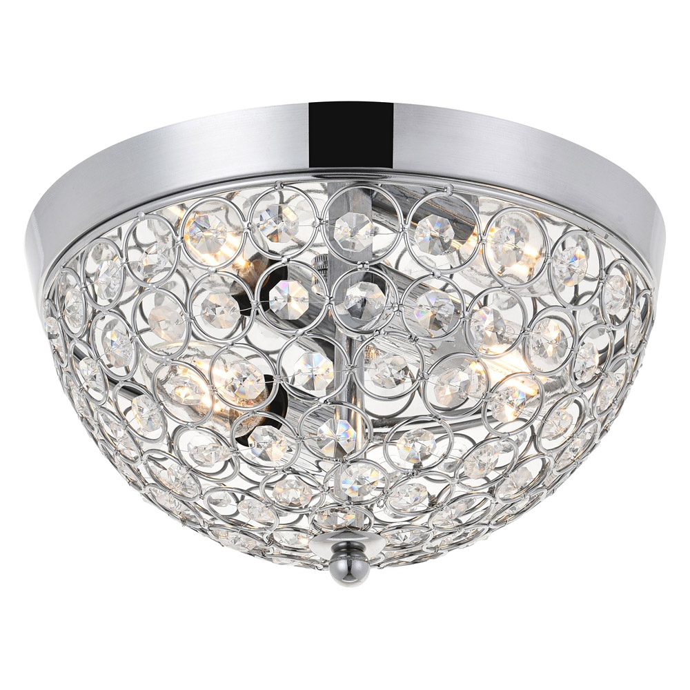 Elegant Taye 3 Light Flush Mount - Chrome, L 10" (LD5012F10C)