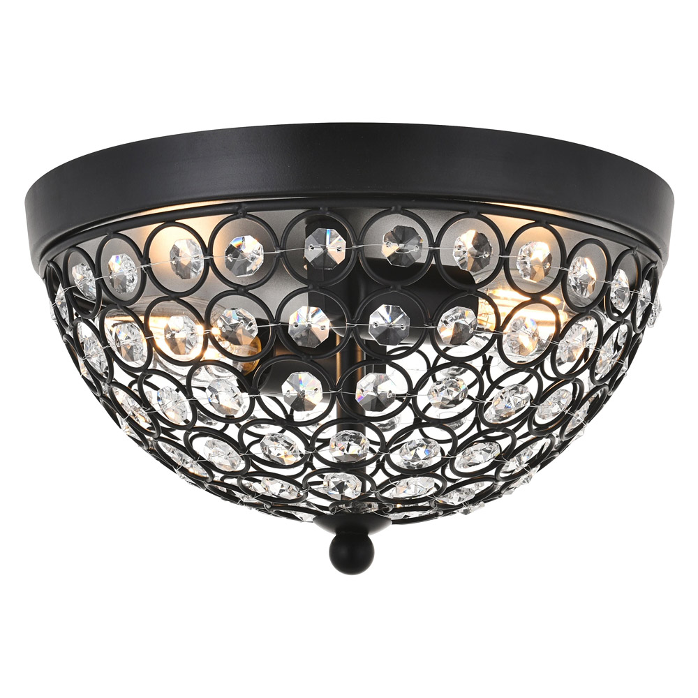 Elegant Taye 3 Light Flush Mount - Matte Black, L 10" (LD5012F10MB)