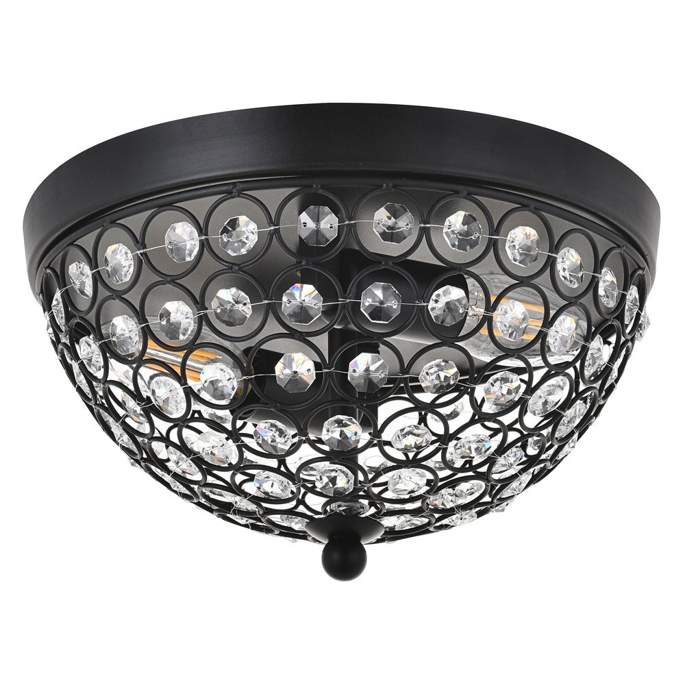 Elegant Taye 3 Light Flush Mount - Matte Black, L 10" (LD5012F10MB)