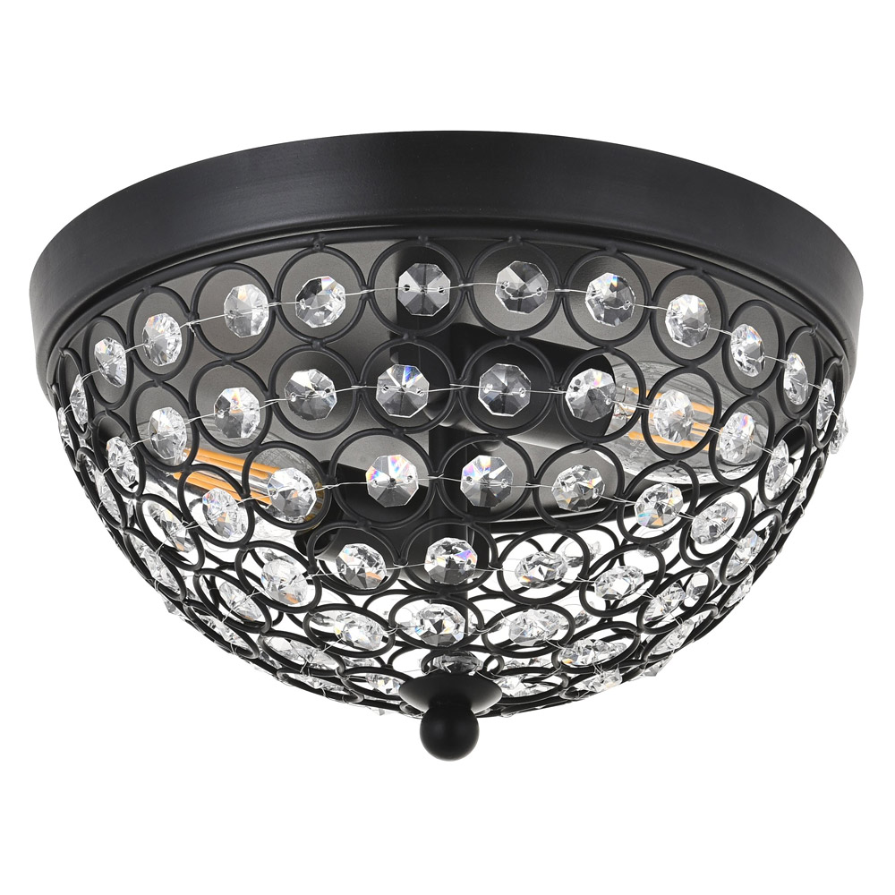 Elegant Taye 3 Light Flush Mount - Matte Black, L 10" (LD5012F10MB)