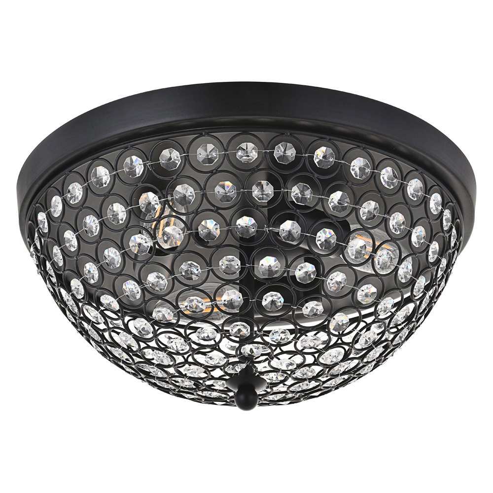 Elegant Taye 3 Light Flush Mount - Matte Black, L 13.5" (LD5012F13MB)