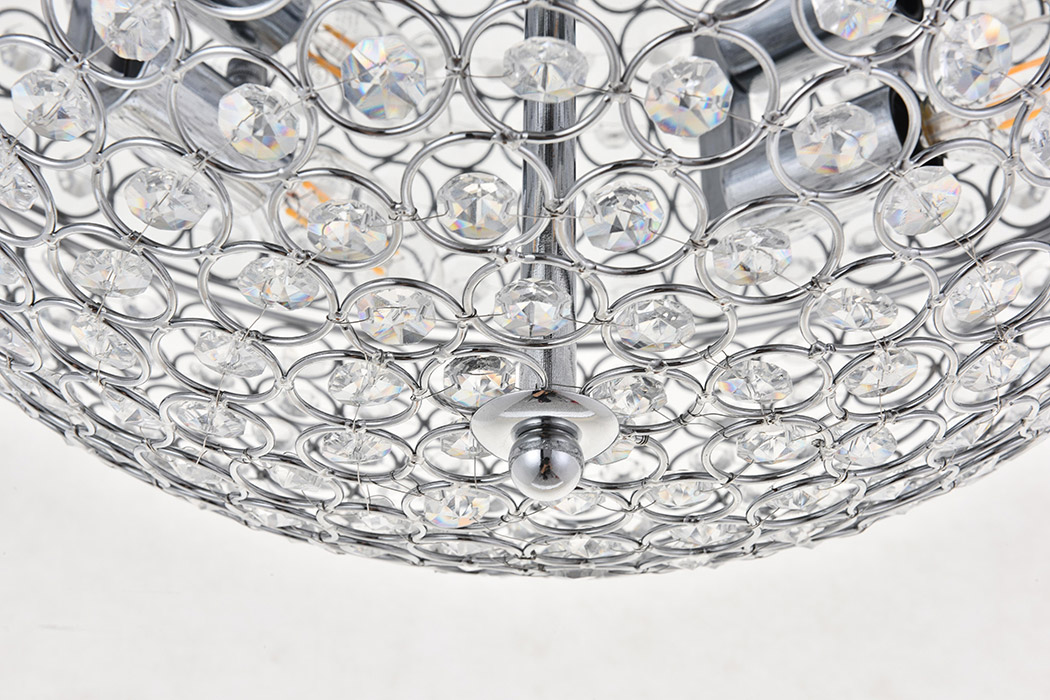 Elegant Taye 3 Light Flush Mount - Chrome, L 18" (LD5012F18C)