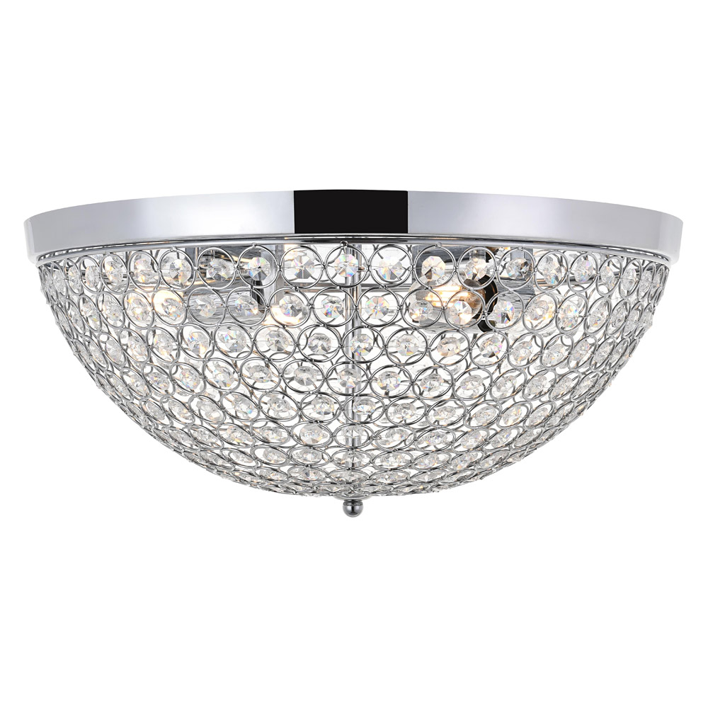 Elegant Taye 3 Light Flush Mount - Chrome, L 18" (LD5012F18C)