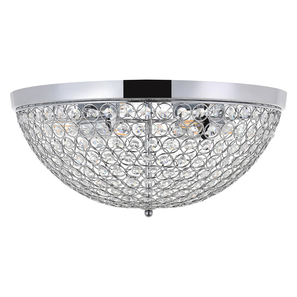 Elegant Taye 3 Light Flush Mount - Chrome, L 18" (LD5012F18C)