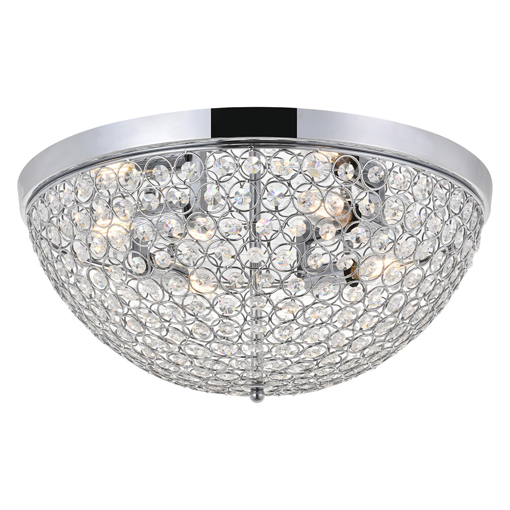 Elegant Taye 3 Light Flush Mount - Chrome, L 18" (LD5012F18C)