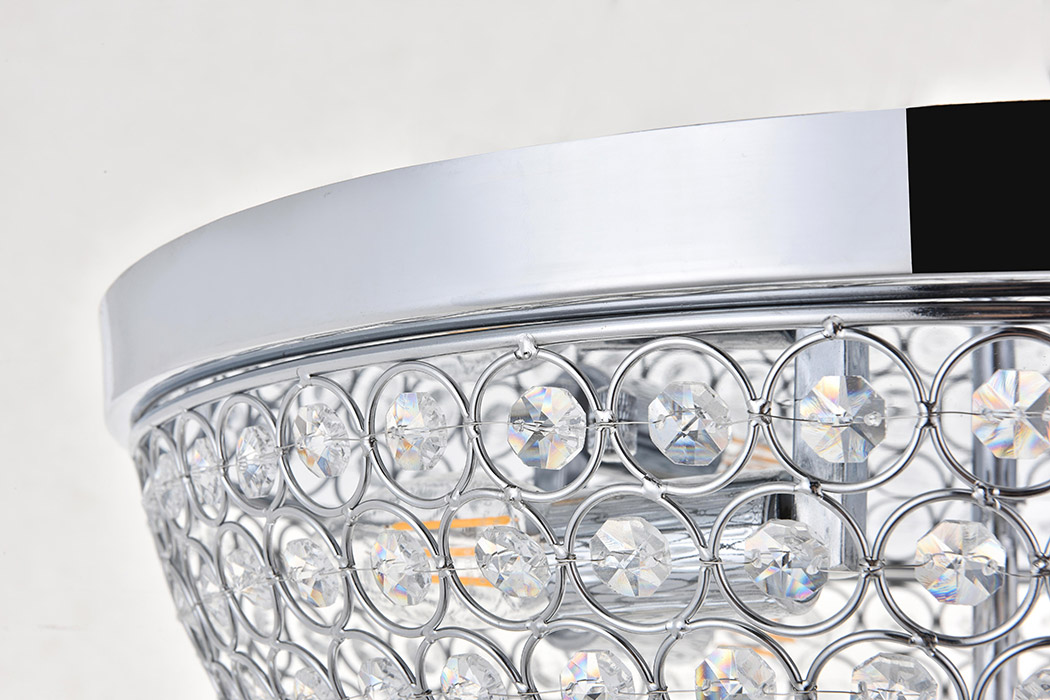Elegant Taye 3 Light Flush Mount - Chrome, L 18" (LD5012F18C)