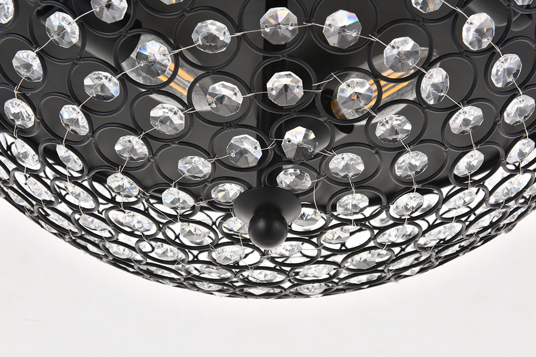Elegant Taye 3 Light Flush Mount - Matte Black, L 18" (LD5012F18MB)