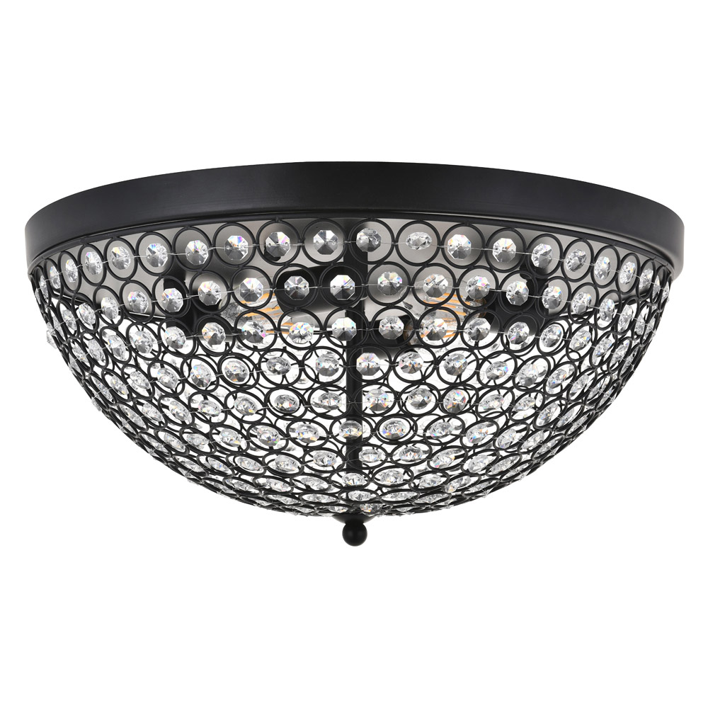 Elegant Taye 3 Light Flush Mount - Matte Black, L 18" (LD5012F18MB)