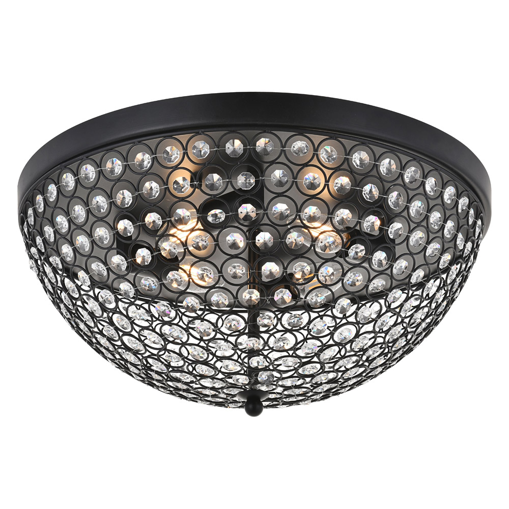 Elegant Taye 3 Light Flush Mount - Matte Black, L 18" (LD5012F18MB)