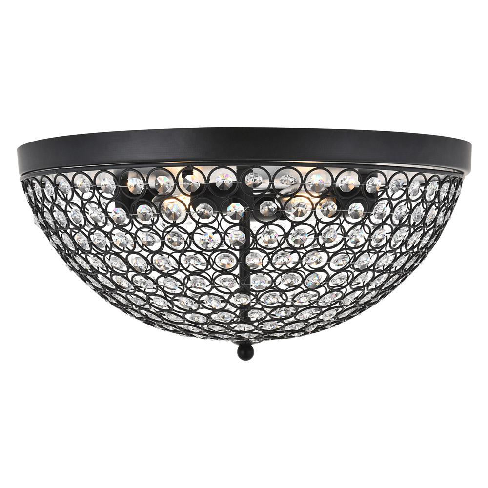 Elegant Taye 3 Light Flush Mount - Matte Black, L 18" (LD5012F18MB)