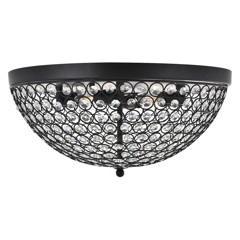 Elegant Taye 3 Light Flush Mount - Matte Black, L 18" (LD5012F18MB)