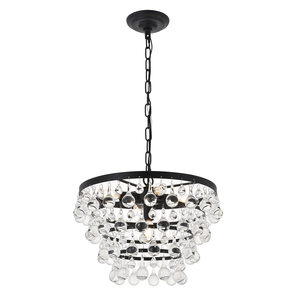Elegant Kora 5-Light Pendant - Black, L 17" (LD5016D17BK)