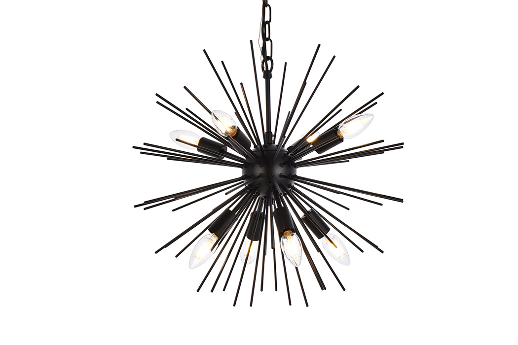 Elegant Timber 8 Light Pendant - Black, L 20" (LD5051D20BK)
